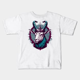 Goat King With Crown Kids T-Shirt